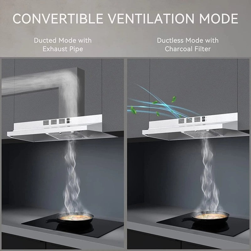 30" Under Cabinet Range Hood Silver 230CFM Duct Convertible Kitchen Vent6