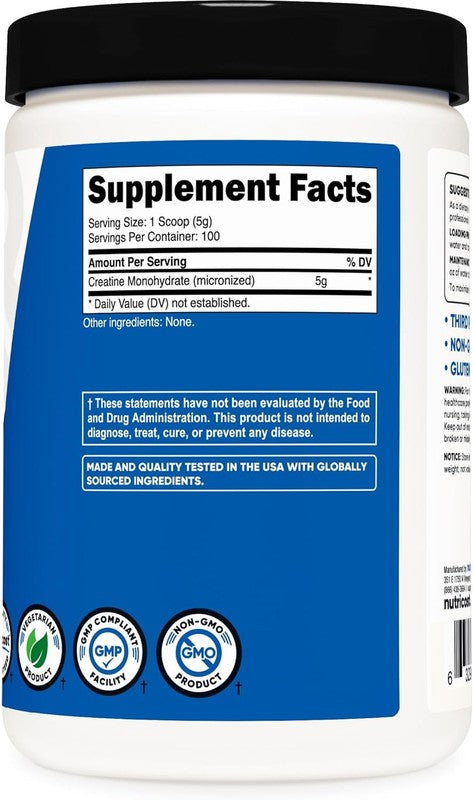 Micronized Creatine Monohydrate Powder 500g   100 Servings, 5g Each4