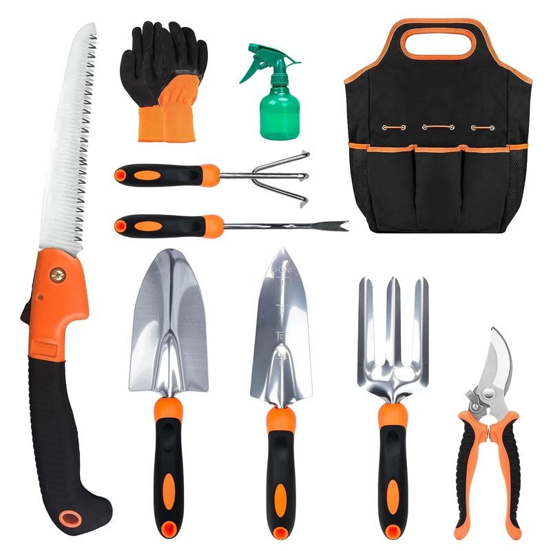 Garden Tool Set, Stainless Steel Heavy Duty Gardening Tool Set, with Non-Slip Ru7