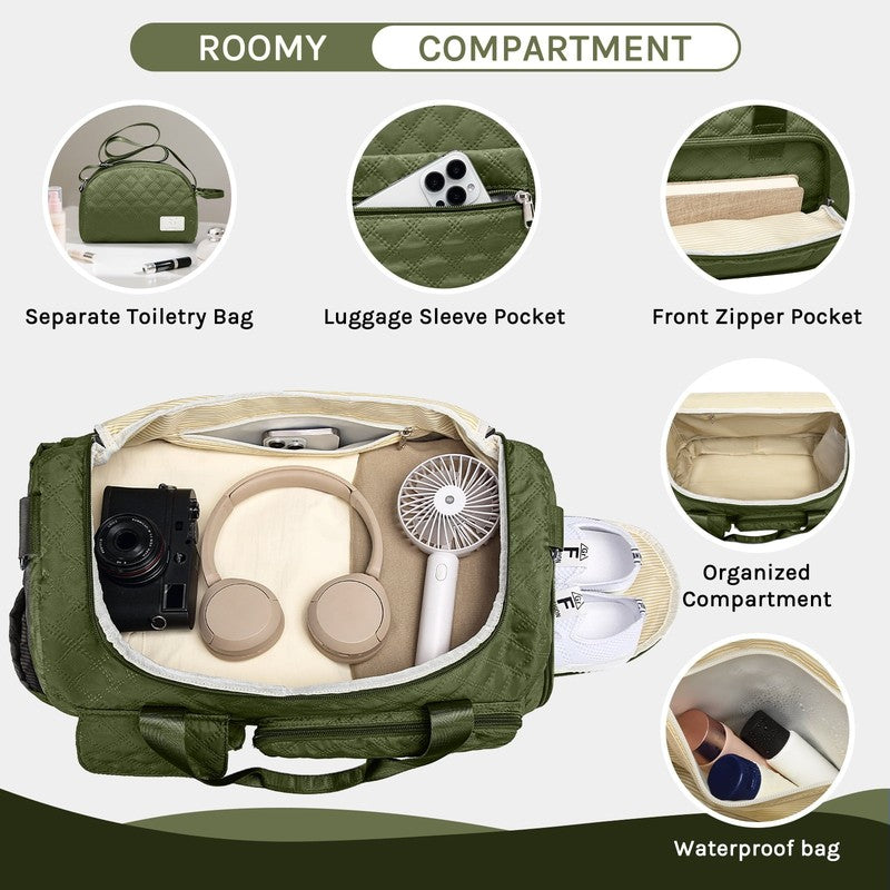 2-Piece Expandable Foldable Duffle Bag Set with Wet Pocket and Shoe Compartment,5