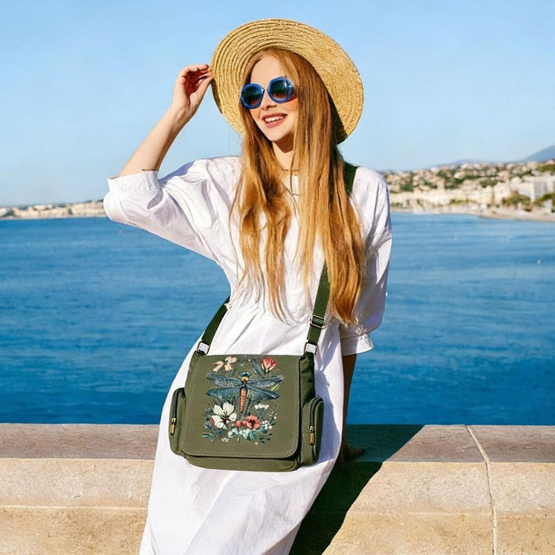 Pattern Messenger Bag Cute Canvas Crossbody Shoulder Handbag Pockets Unisex1