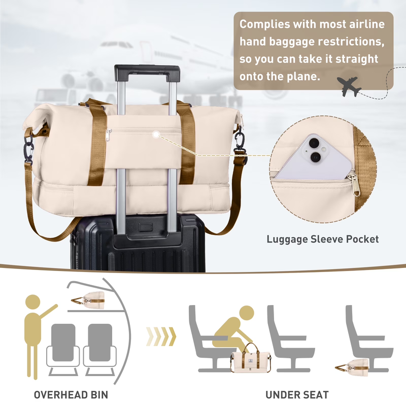 Travel Duffle Bag Set 2 Pack Weekender Bags for Women with Shoe Compartment Carr3