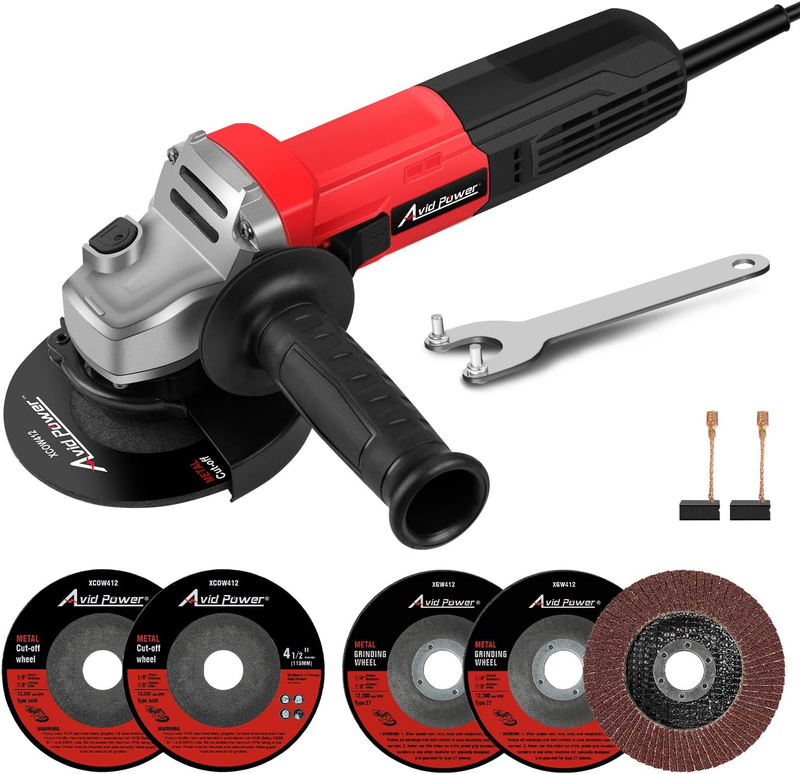 Angle Grinder, 7.5 Amp 4 1/2 Inch Electric Grinder Power Tools with Grinding and0