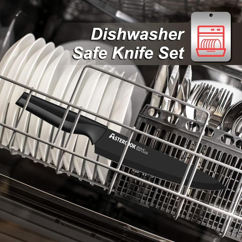 21 Piece Kitchen Knife Set with Block German Stainless Steel Sharpener6