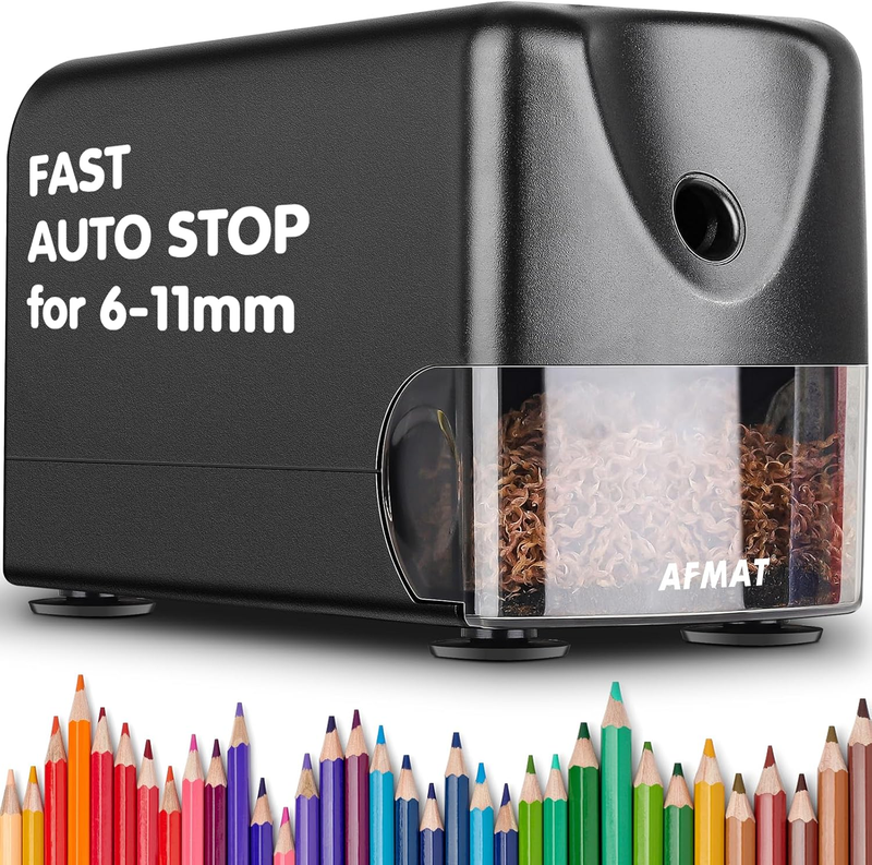 Heavy Duty Electric Pencil Sharpener for 6 11mm Pencils Auto Stop Black0