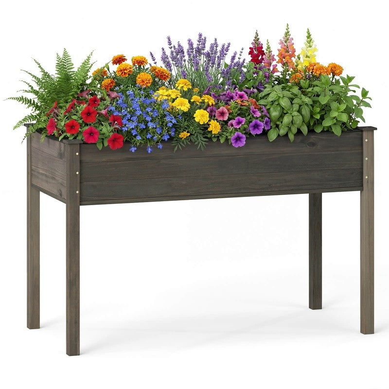 Wooden Raised Vegetable Garden Bed Elevated Grow Vegetable Planter Gray9