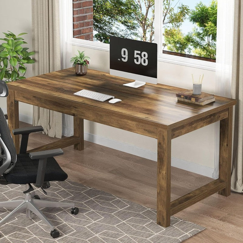 63x31.5'' Modern Computer Desk Large Office Writing Desk Brown Wood7
