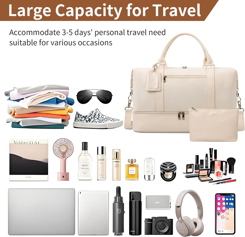 Weekender Bags for Women   21 Inch Large Travel Duffel Bag 2 Piece Set with Shoe1