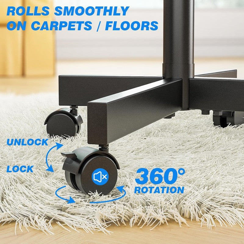 Mobile TV Stand with Wheels for 23–60" TVs up to 88 lbs, Shelf & Tilt4