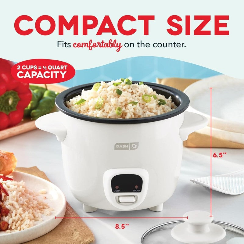 Mini Rice Cooker 2 Cup Steamer Nonstick Pot Keep Warm Function White1