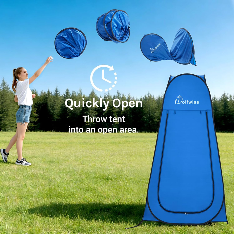 Pop Up Shower Tent Camping Portable Privacy Changing Ventilated Carry Bag Blue7