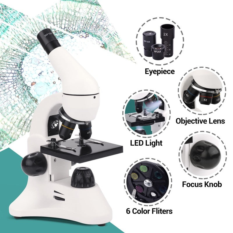 Compound Microscope 40X–2000X for Students Kids Adults + Slides & Adapter6