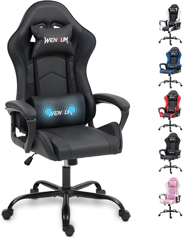 Massage Gaming Chair, Ergonomic PC Desk Chair with Headrest and Massage Lumbar S9