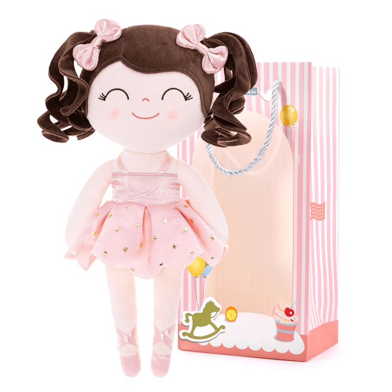 13" Plush Ballerina Doll for Baby Girls – Soft Toy with Gift Box, Pink0