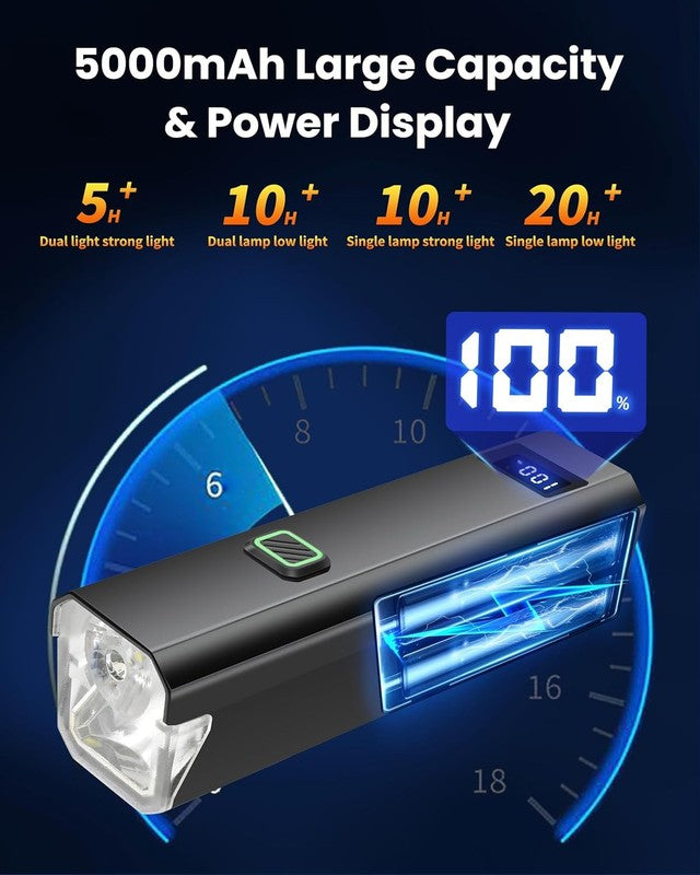 6000LM USB-C Rechargeable Bike Headlight & Tail Light Set 12+5 Modes Waterproof4