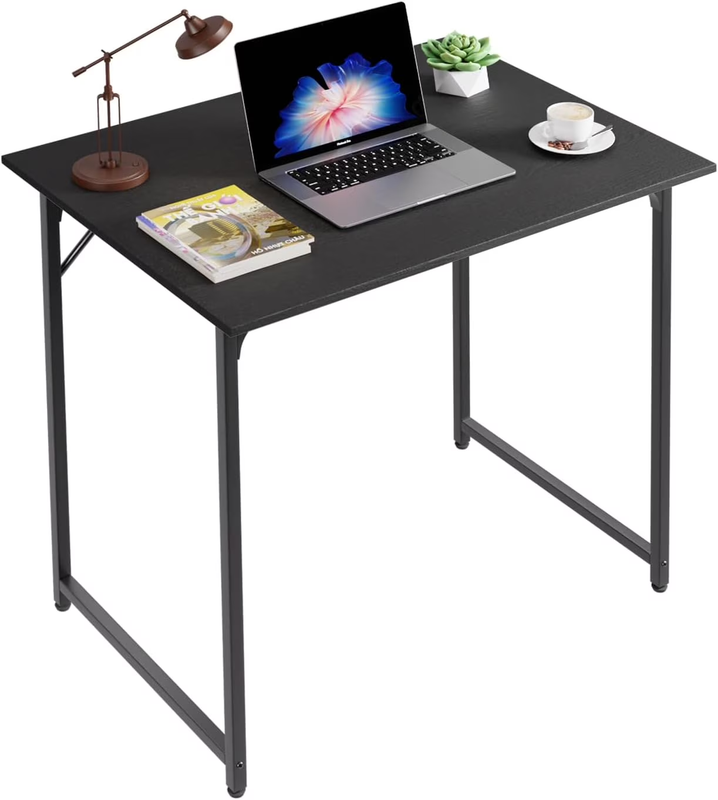 32in Computer Desk Metal Frame Modern Writing Desk Black5