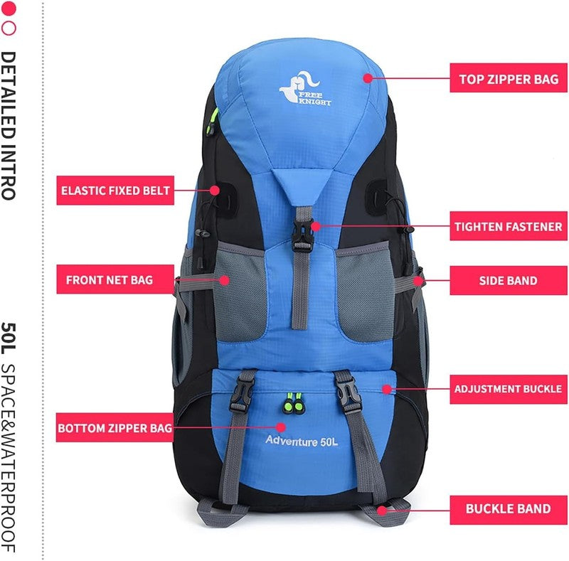 50L Hiking Backpack, Water Resistant Lightweight Outdoor Sport Daypack Travel Ba5