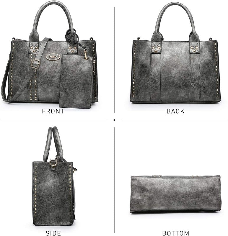 3Pc Women’s Handbag Set Tote Satchel Shoulder Top Handle Purse Wallet2