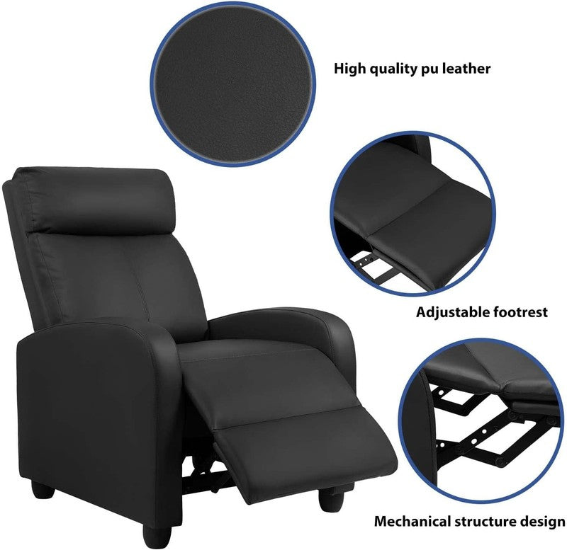 Modern Black Massage Recliner Chair with Padded Cushion for Home Theater7