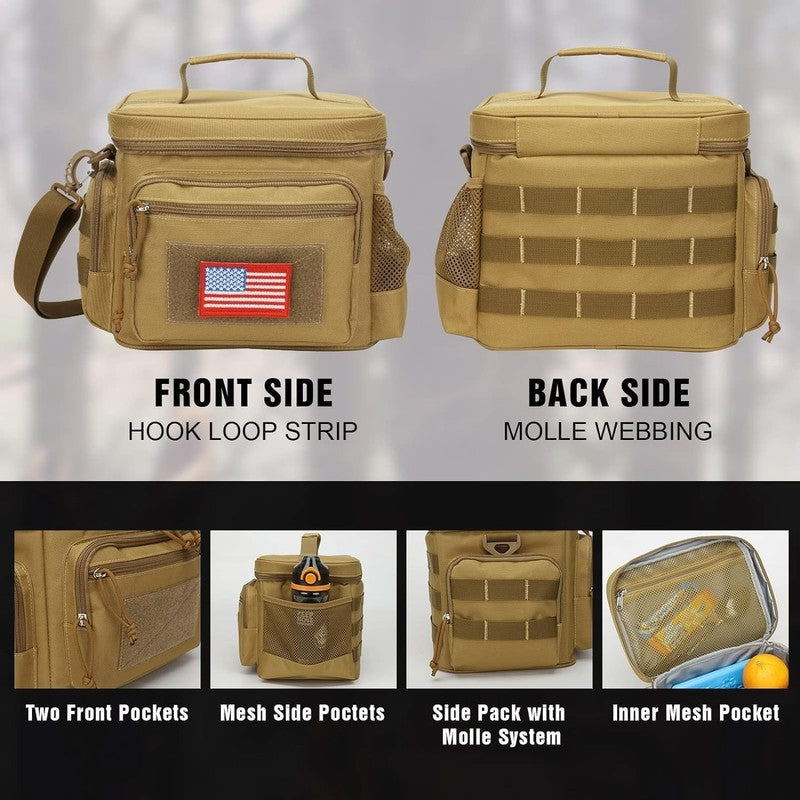 Tactical Lunch Box MOLLE Insulated Leakproof Cooler Bag Brown5