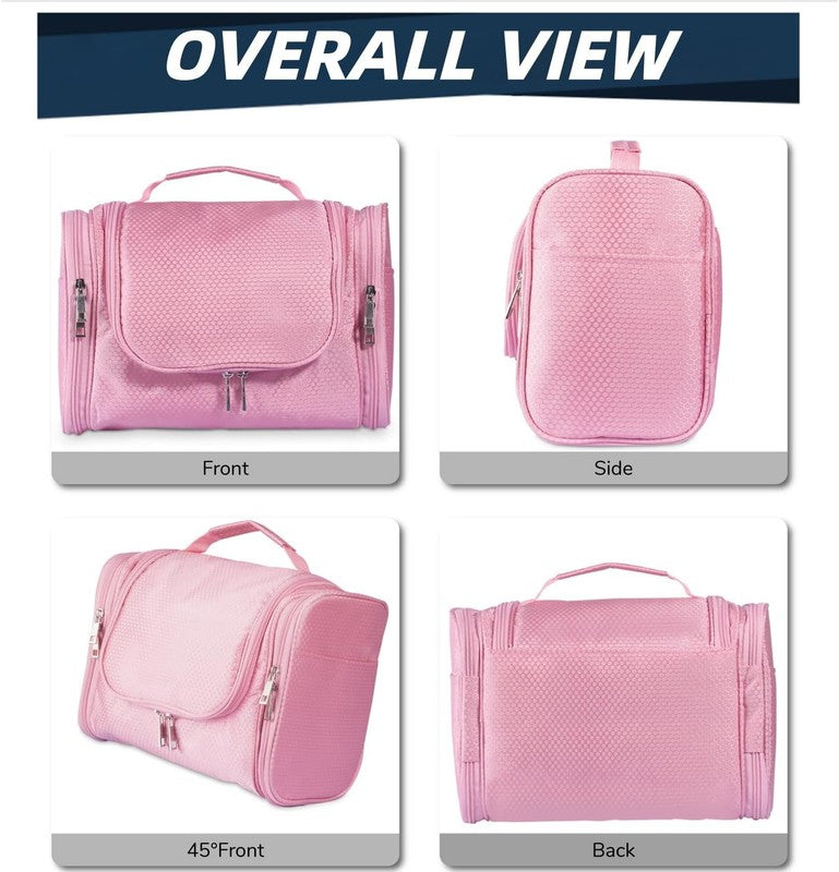 Large Hanging Toiletry Bag Travel Dopp Kit Water-Resistant Men & Women Pink2