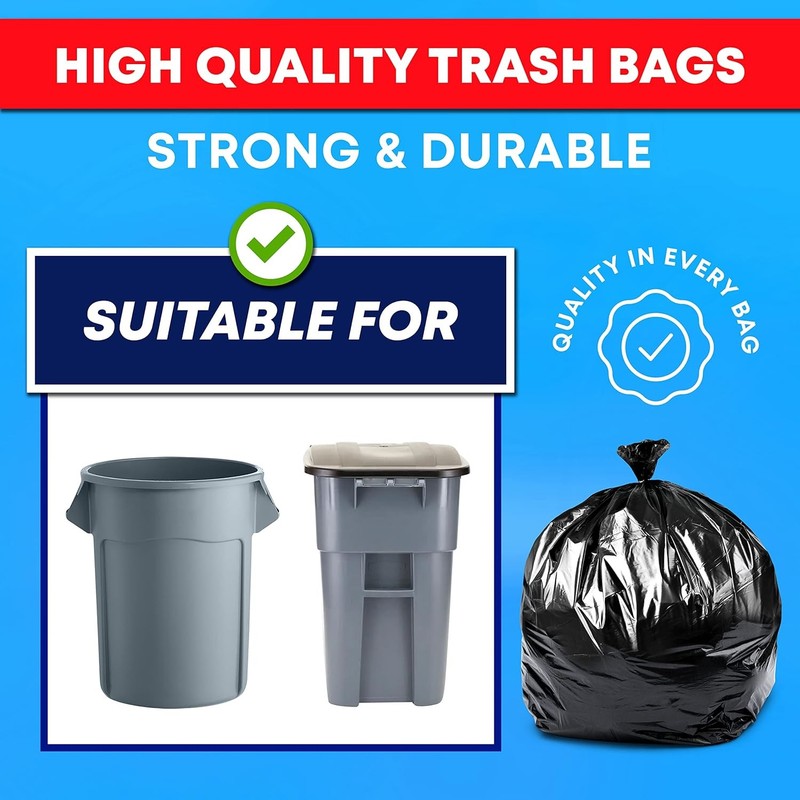 55-60 Gal Heavy Duty Trash Bags 150 Count Mega Value Pack Black Large Bags2