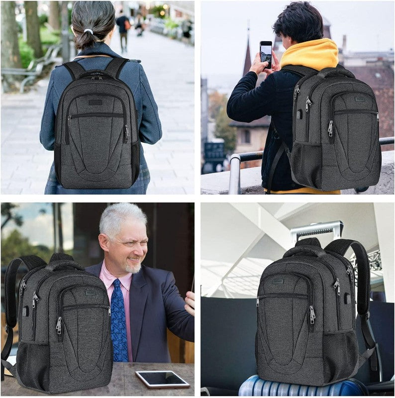 17" Travel Laptop Backpack Extra Large Water-Resistant USB Charging Black6