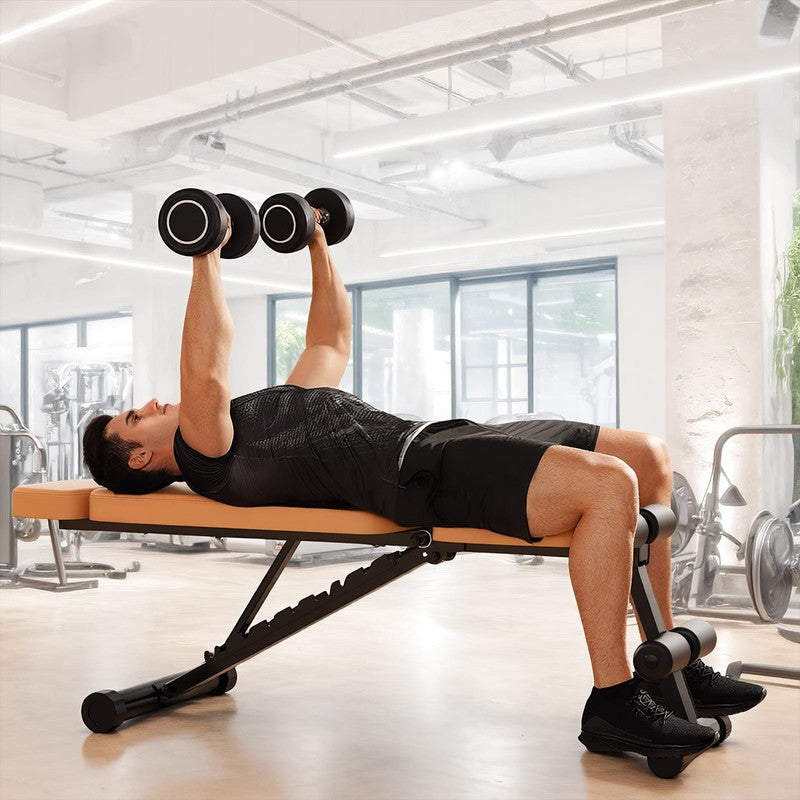 Adjustable Weight Bench 800LB Foldable Brown Olympic Home Gym3