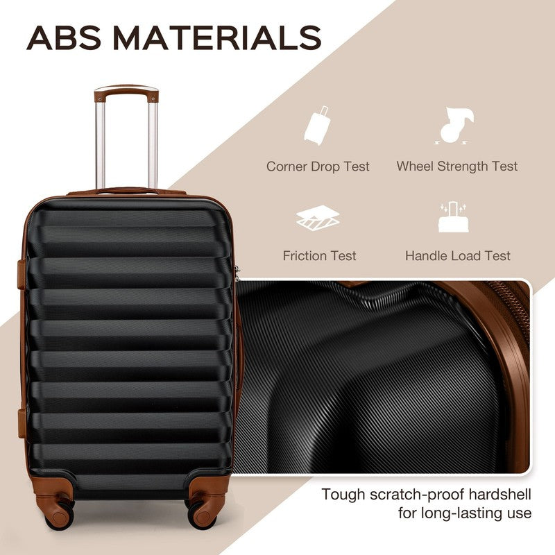 10 Piece Luggage Set Hardside Suitcase 28 24 20 Inch Backpack Black Brown4
