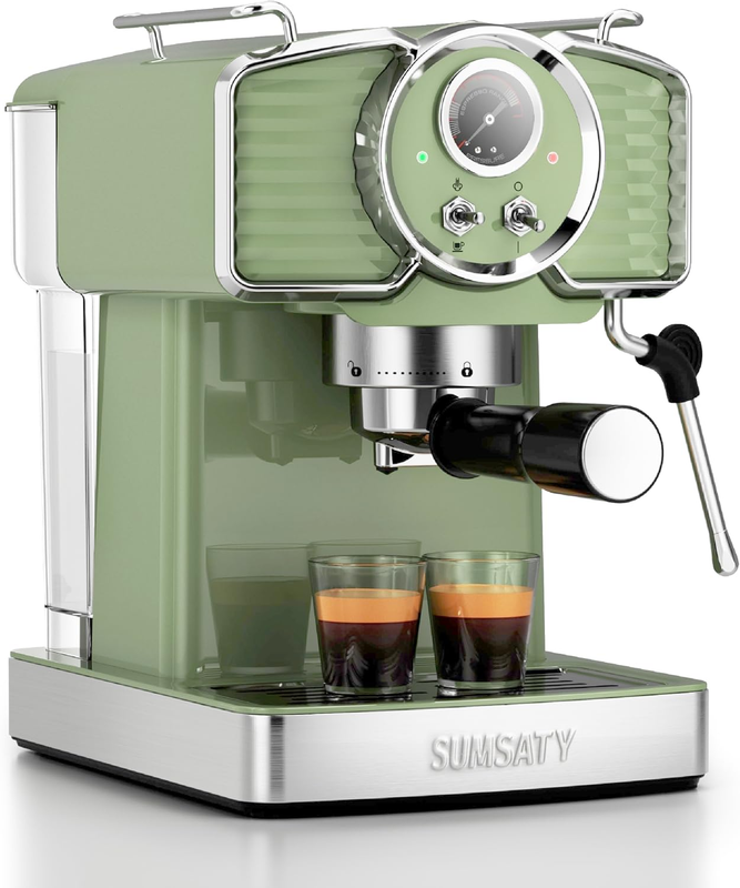 20 Bar Espresso Machine with Milk Frother 61oz Matcha Green Retro10