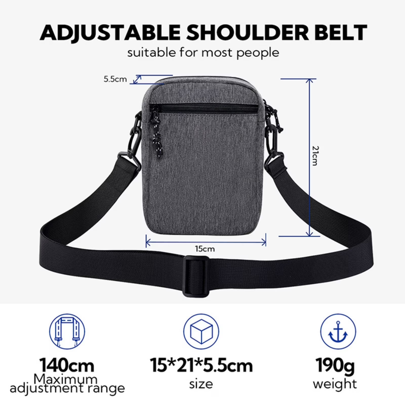 Unisex Small Hiking Travel Walking Nylon Cross Body Shoulder Bag,Gray4