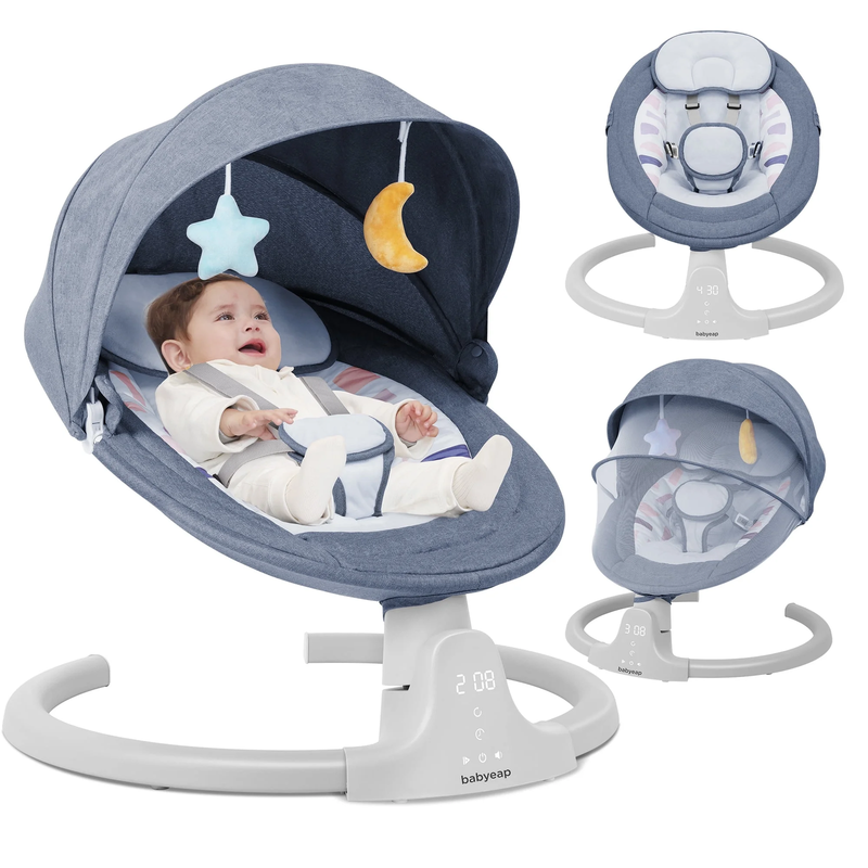 Baby Swing for Infants Motorized Swing w/ Music Speaker Remote Control Blue0