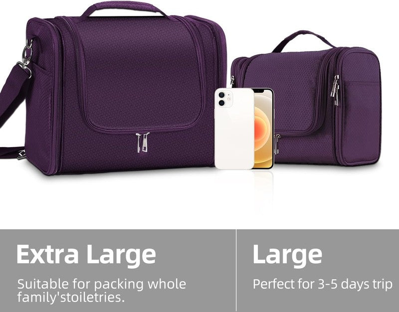 Buruis Extra Large Hanging Toiletry Bag Travel Dopp Kit Water-Resistant Purple5