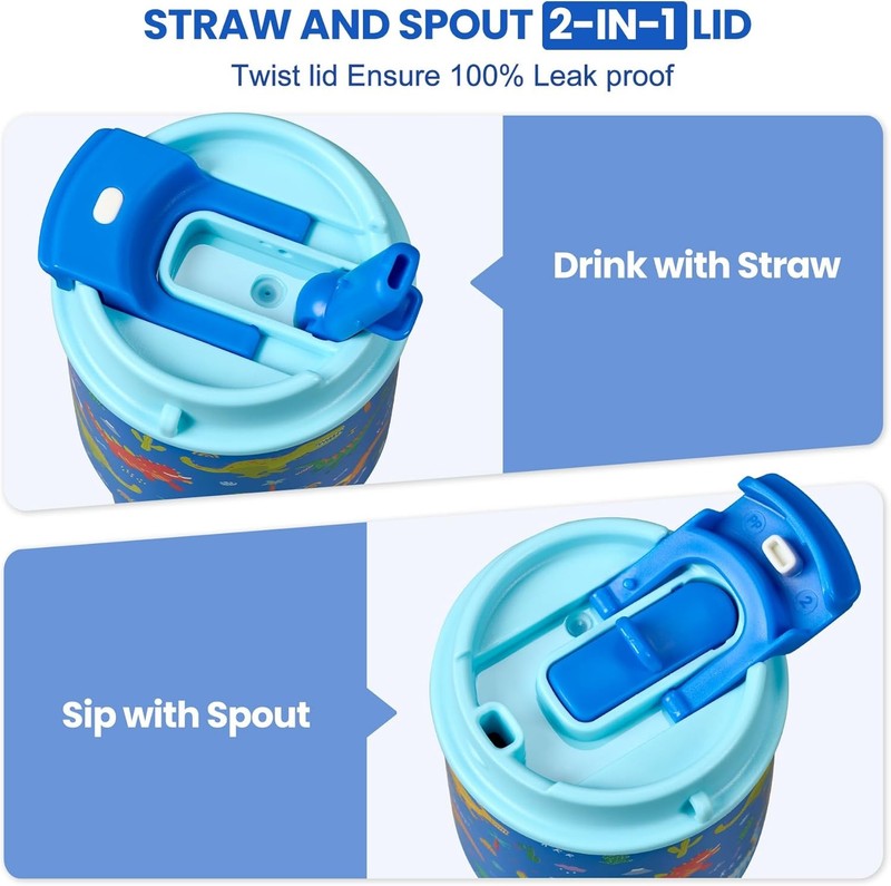 13.5Oz Kids Insulated Tumbler 2 Pack, Stainless Steel Leak Proof Water Bottles3