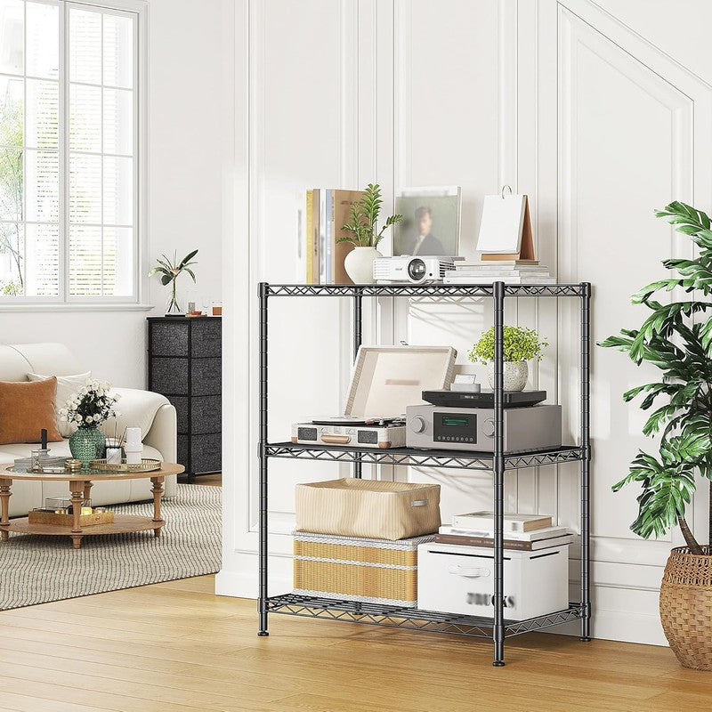 3 Tier Metal Storage Shelves Adjustable Wire Rack Pantry Kitchen Shelf Black7