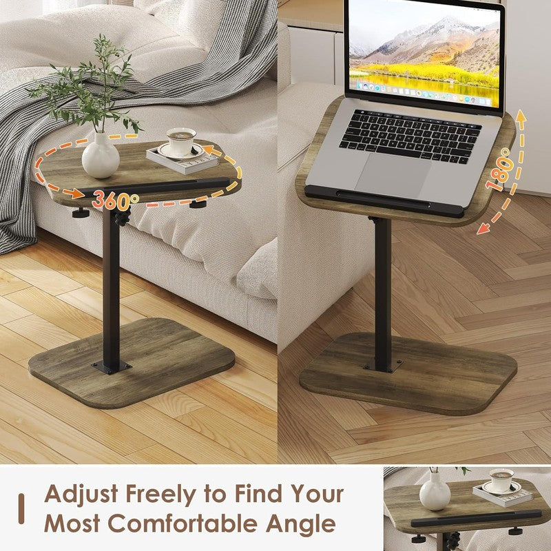 C-Shaped Sofa Arm Side Table TV Tray Small End Table Grey2