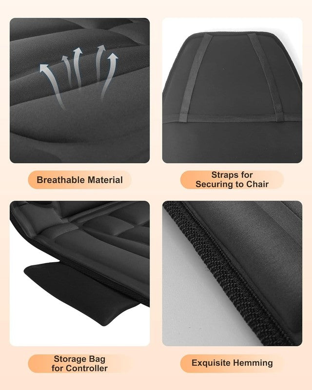 Back Massager Seat Cushion w/ Heat 10 Motors 5 Modes Timer Chair Pad7