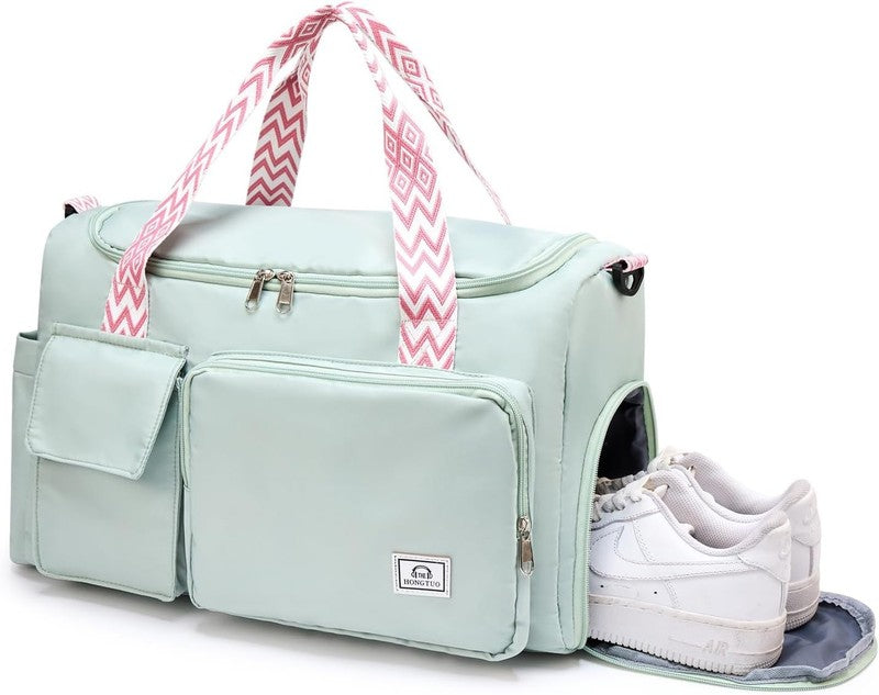 Women Gym Duffle Bag Travel Weekender Carry On w/ Shoe Compartment4