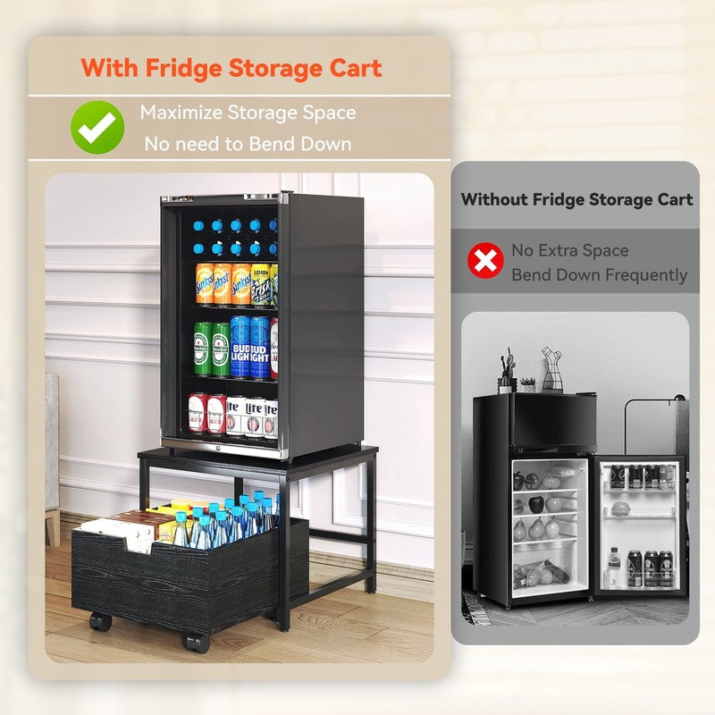 Mini Fridge Stand with Storage Space, Refrigerator Stand Table Shelf with Lockab7