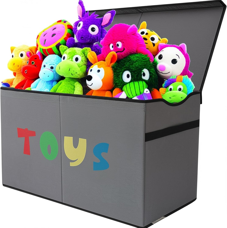 Toy Box Chest Collapsible Kids Storage Bins Organizer Boxes Extra Large Gray0