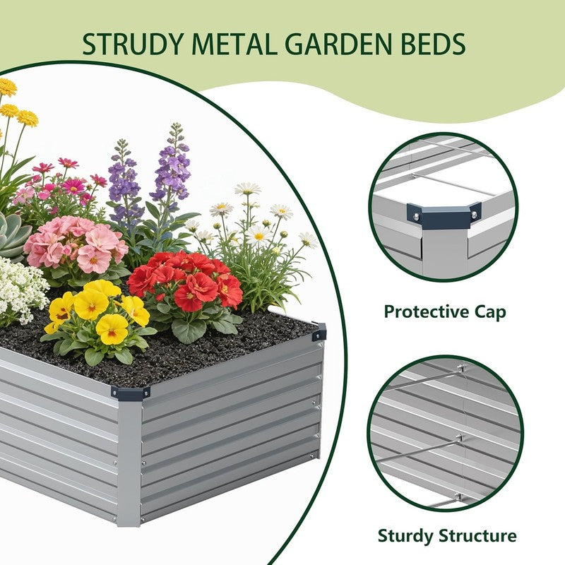 10X2X1Ft(2 Pack) Galvanized Raised Garden Bed,Outdoor Planter Box Metal Patio Ki2