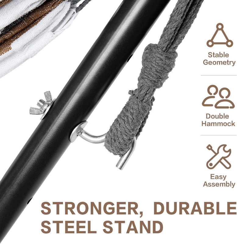Double Hammocks with Stand for Outside, Portable Space Saving Heavy Duty Steel S4