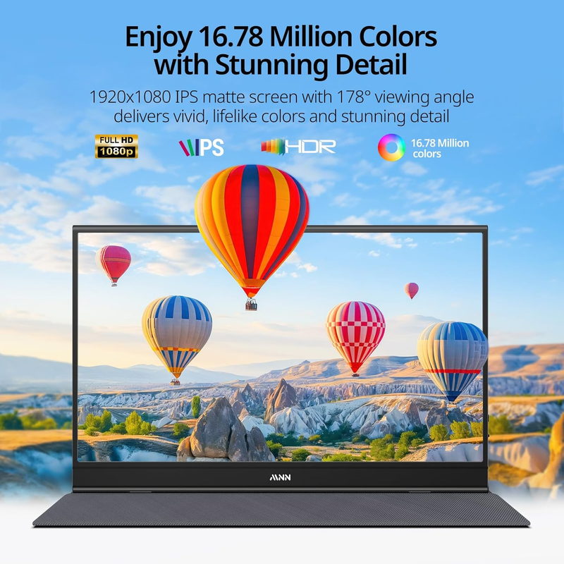 Portable Monitor 15.6Inch FHD 1080P USB C HDMI Gaming Ultra Slim IPS Display W/S1
