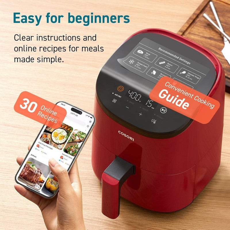2.1 Qt Mini Air Fryer 4 in 1 Bake Roast Reheat Nonstick Quiet Red6