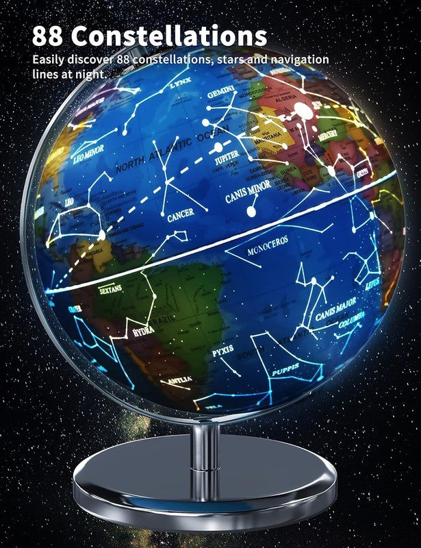 9in Illuminated World Globe w/ Stand LED Constellation Night Light Base6