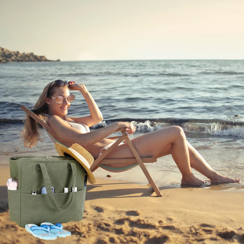 Women Large Beach Bag Waterproof Sandproof Tote Pool Gym Travel Bag2