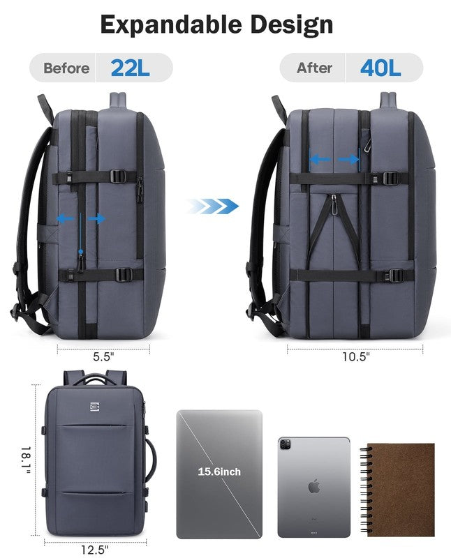 40L Travel Backpack USB Charging Expandable Business Water Resistant Men2