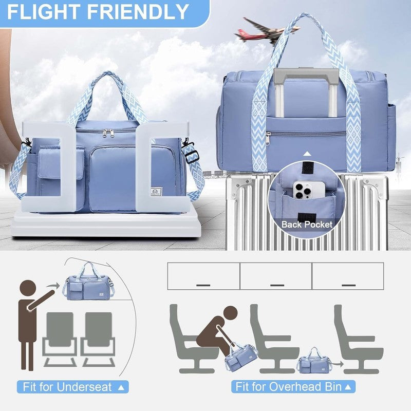 Women Gym Duffle Bag Travel Weekender Carry On w/ Shoe Compartment2