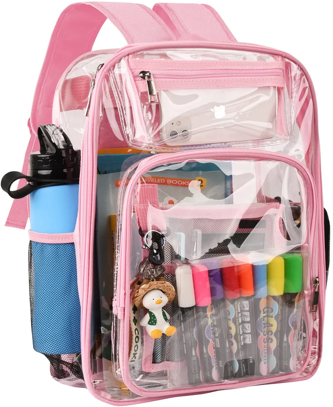 Clear Backpack, Heavy Duty PVC Transparent Backpack Stadium Approved with Reinfo7