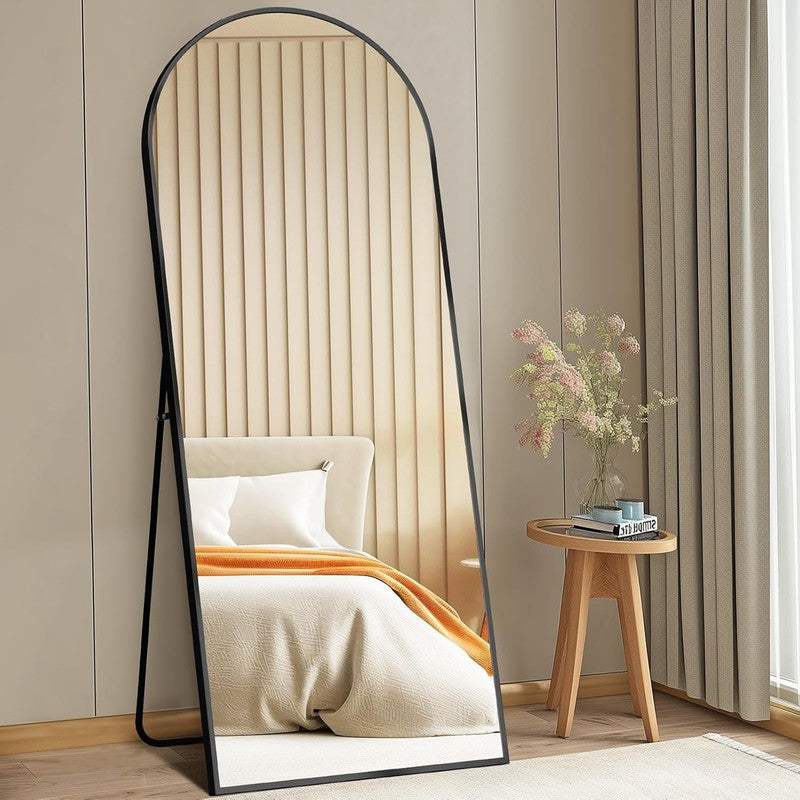 Arched Full Length Mirror with Stand 64"X21" Floor Standing Aluminum Frame for B5